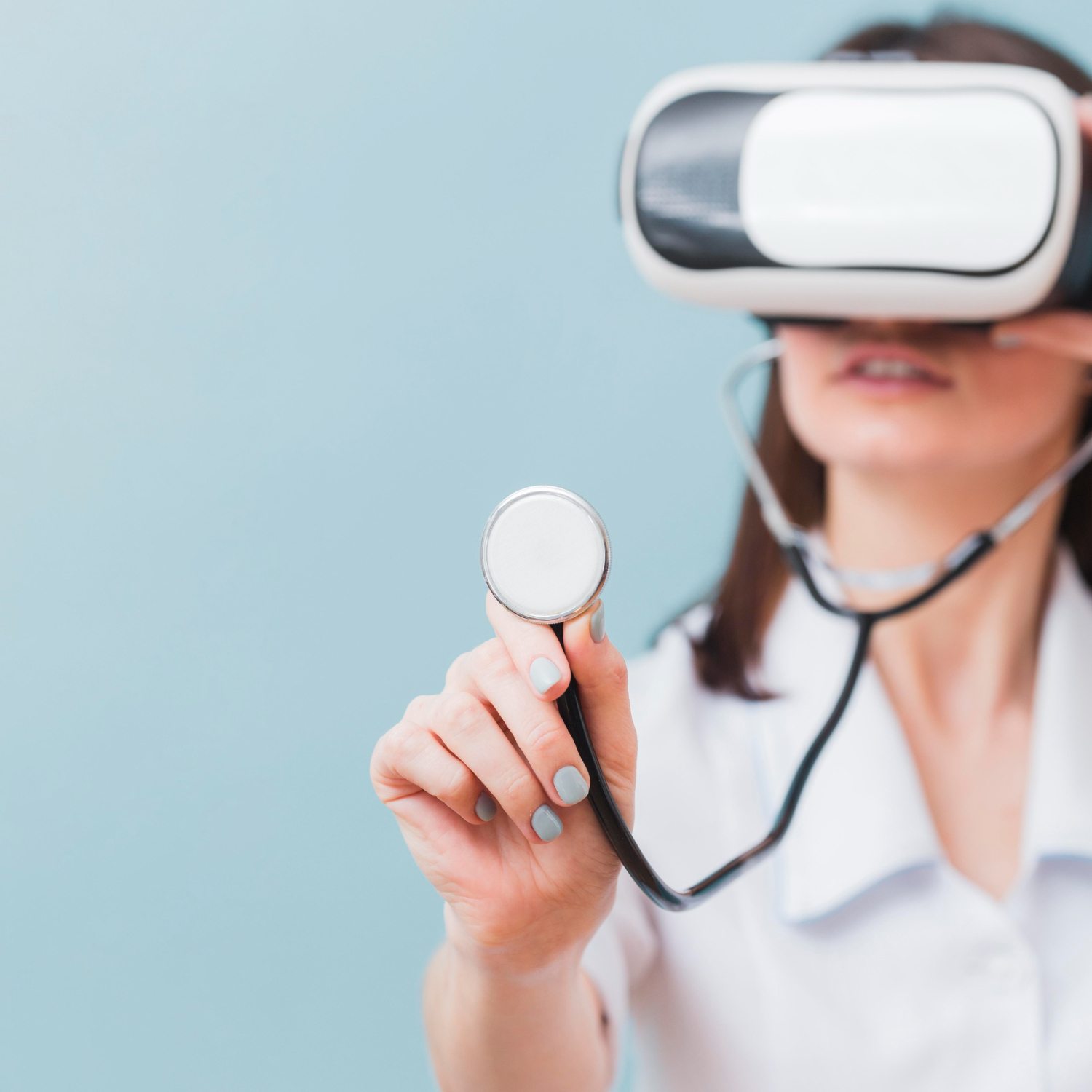 Doctor wearing a VR headset