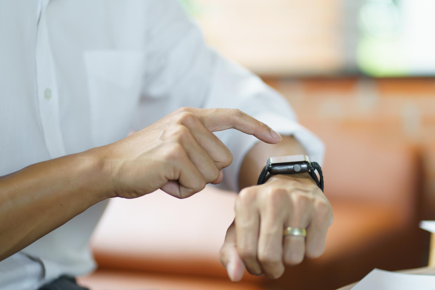Man using a smartwatch