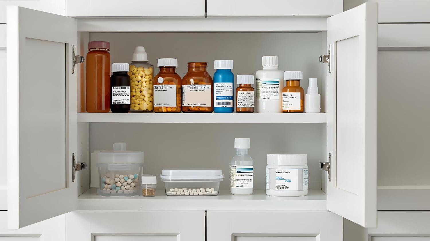 Pills stored in the cupboard