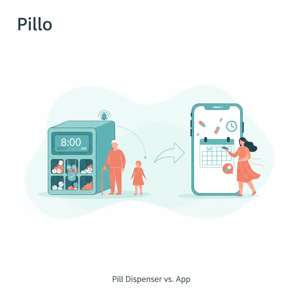 Pill dispenser with alarm vs free medication reminder app comparison