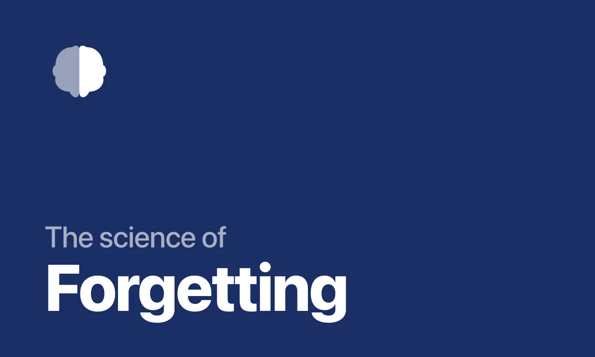 Brain icon on dark navy background — The science of Forgetting
