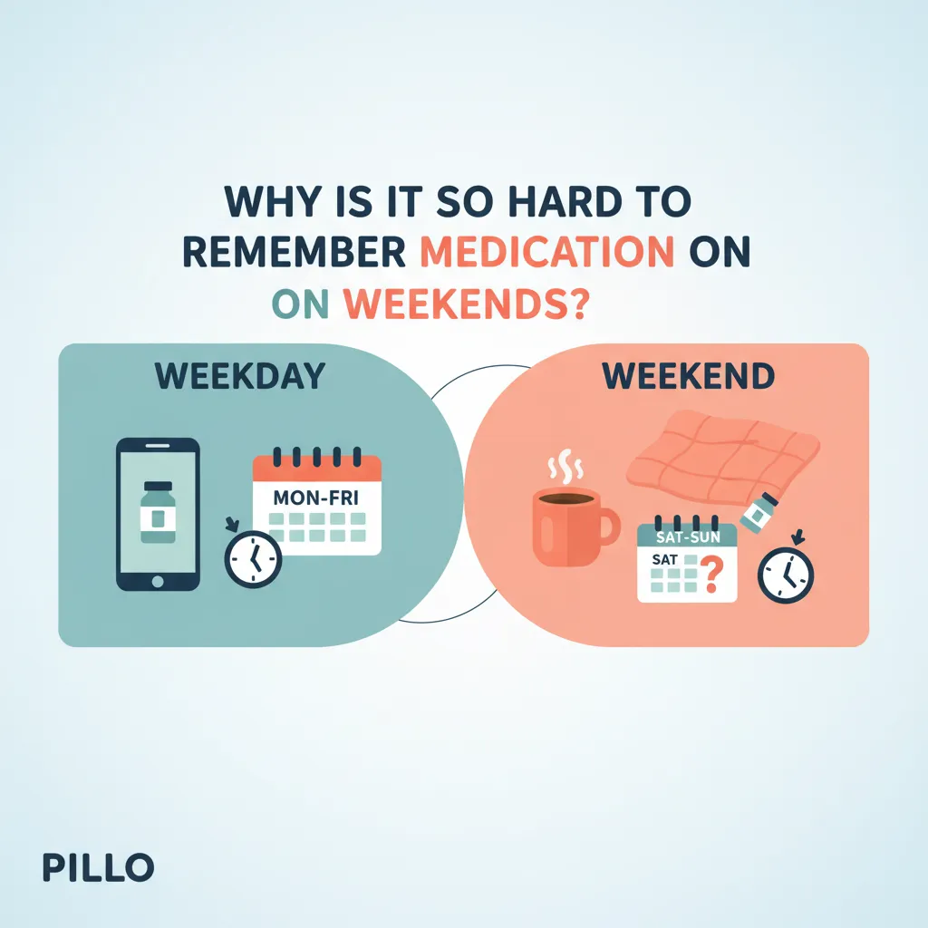Weekend medication routine: a calm Saturday morning with coffee and a calendar